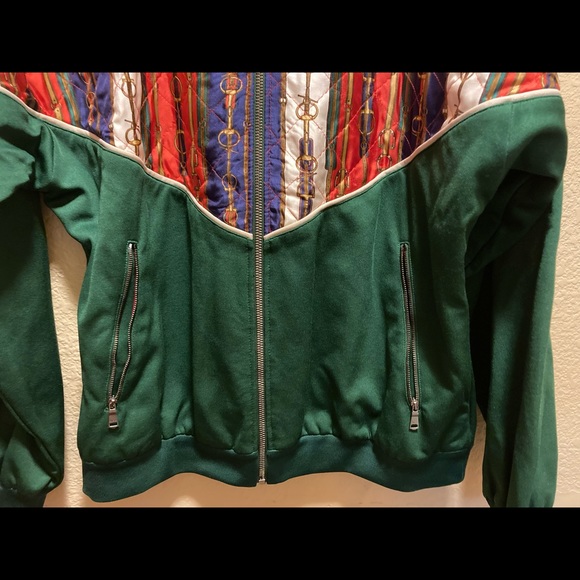 New Silk Authentic Gucci Horsebit Logo Zipper Jacket M - Picture 7 of 12